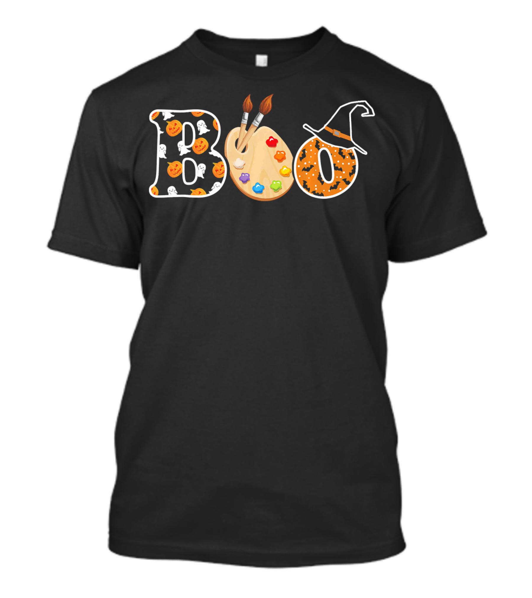 Boo Artist Palette Halloween Witch Hat Pumpkin Ghost T-Shirt
