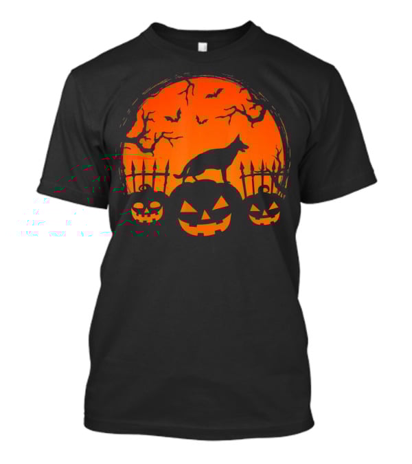 Halloween Night Pumpkin German Shepherd Dog T-Shirt