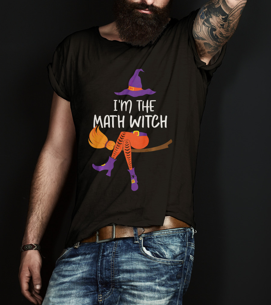 I'm The Math Witch: Purple Hat And Broomstick Rider T-Shirt