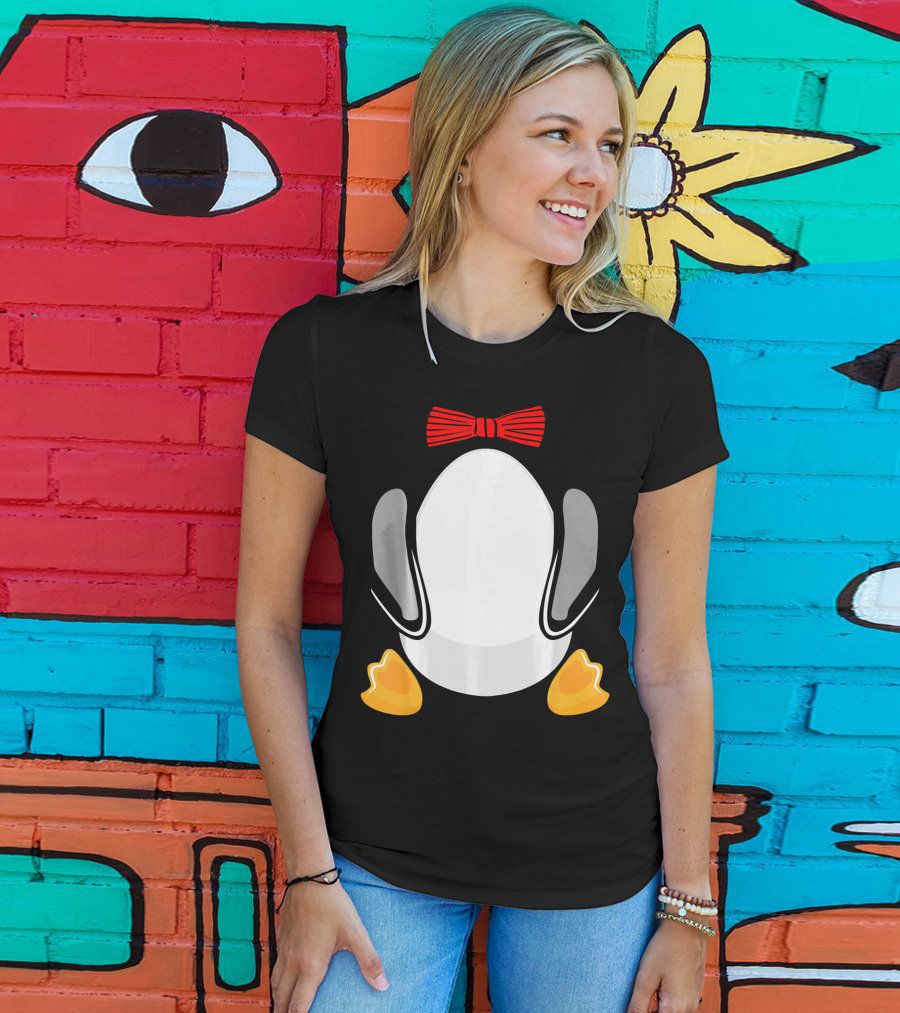 Funny Penguin Kids Halloween Costume Bowtie Feet T-Shirt