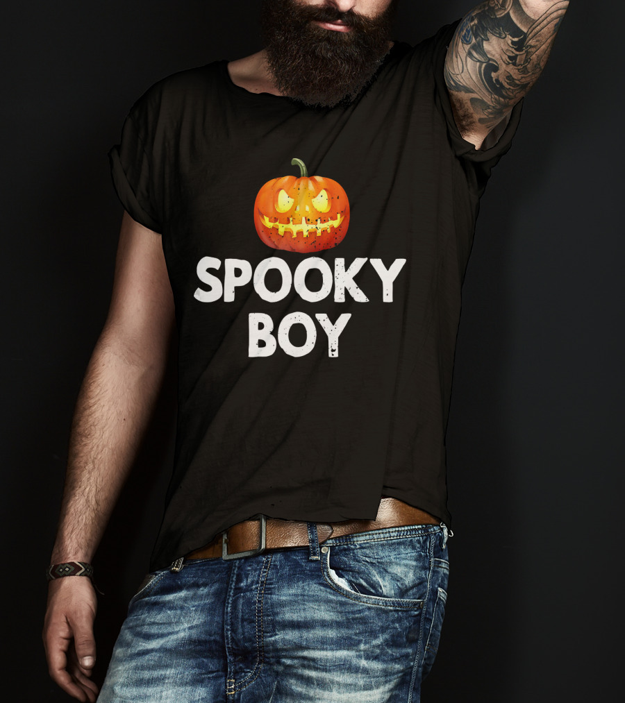 Spooky Boy Halloween Pumpkin Face T-Shirt