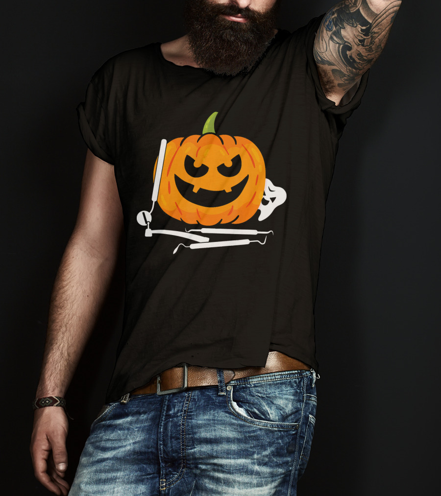 Funny Halloween Pumpkin Dentist T-Shirt