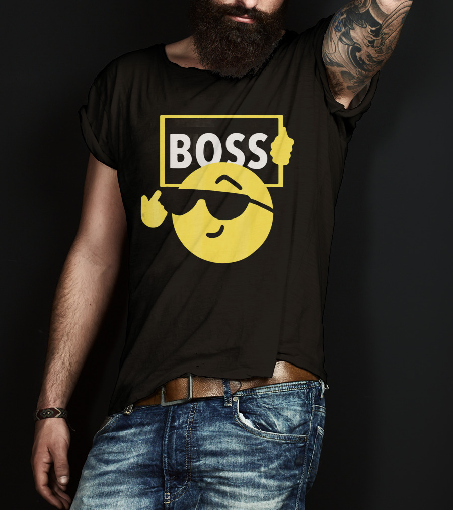Halloween Funny Boss Emoji Sunglasses Mood T-Shirt