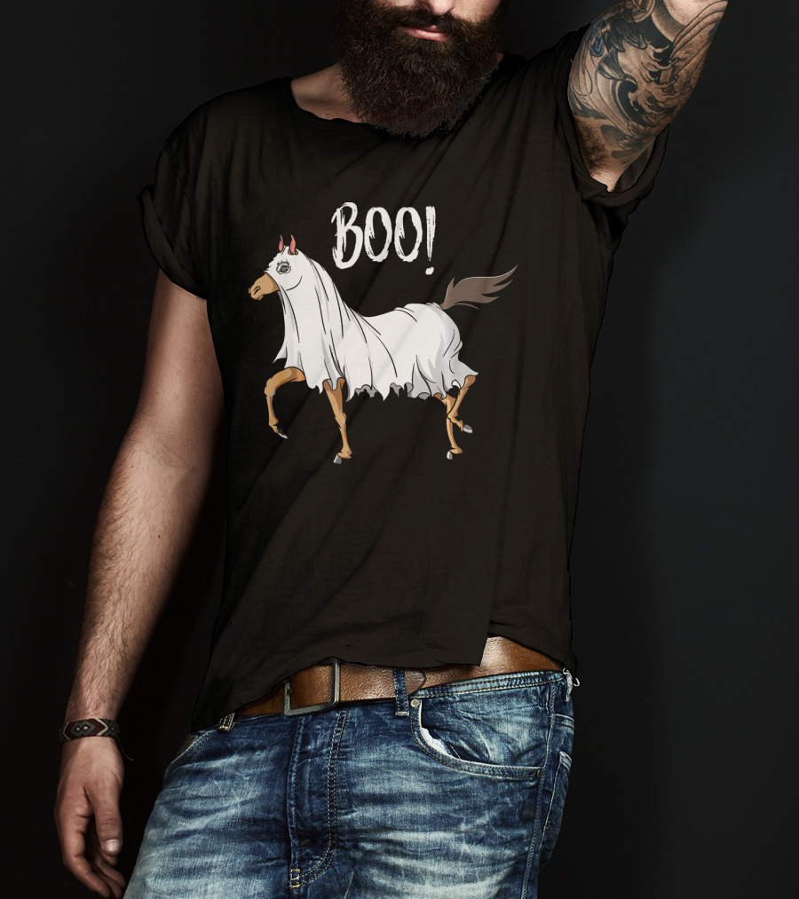 Boo Horse Ghost Costume Funny Equestrian Hor T-Shirt
