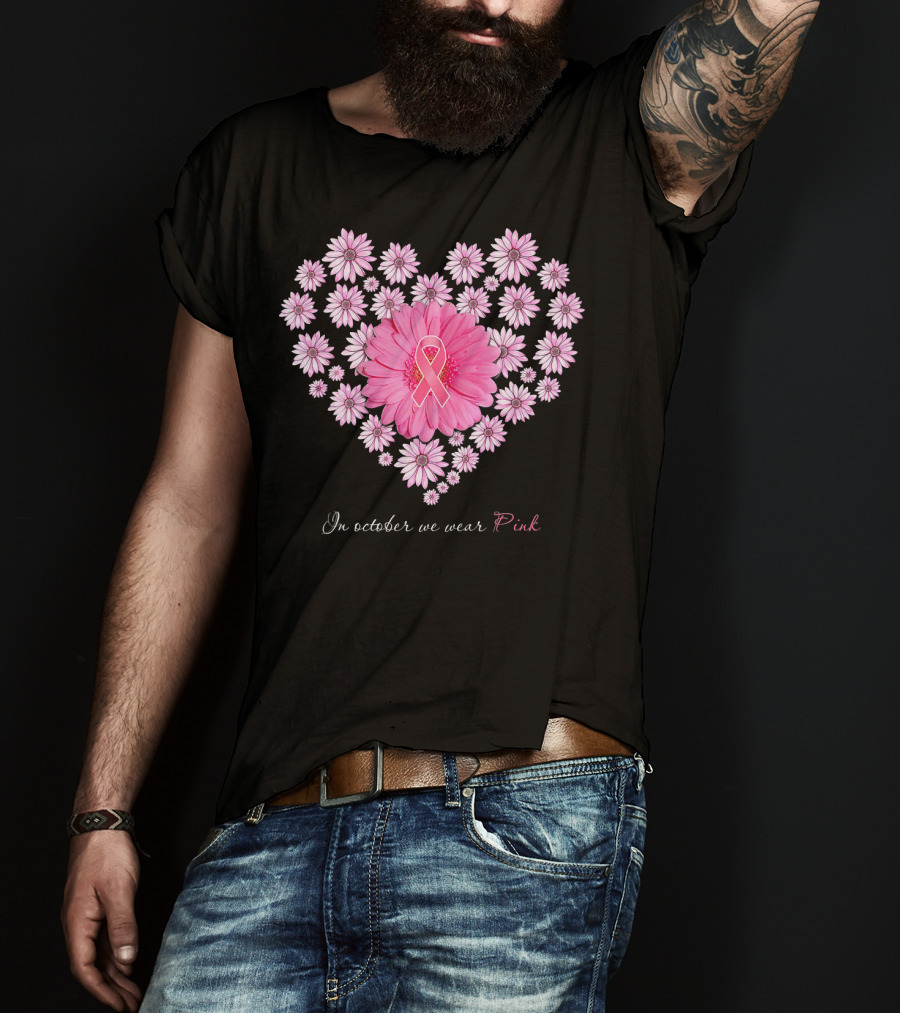 In October We Wear Pink Daisy Heart T-Shirt