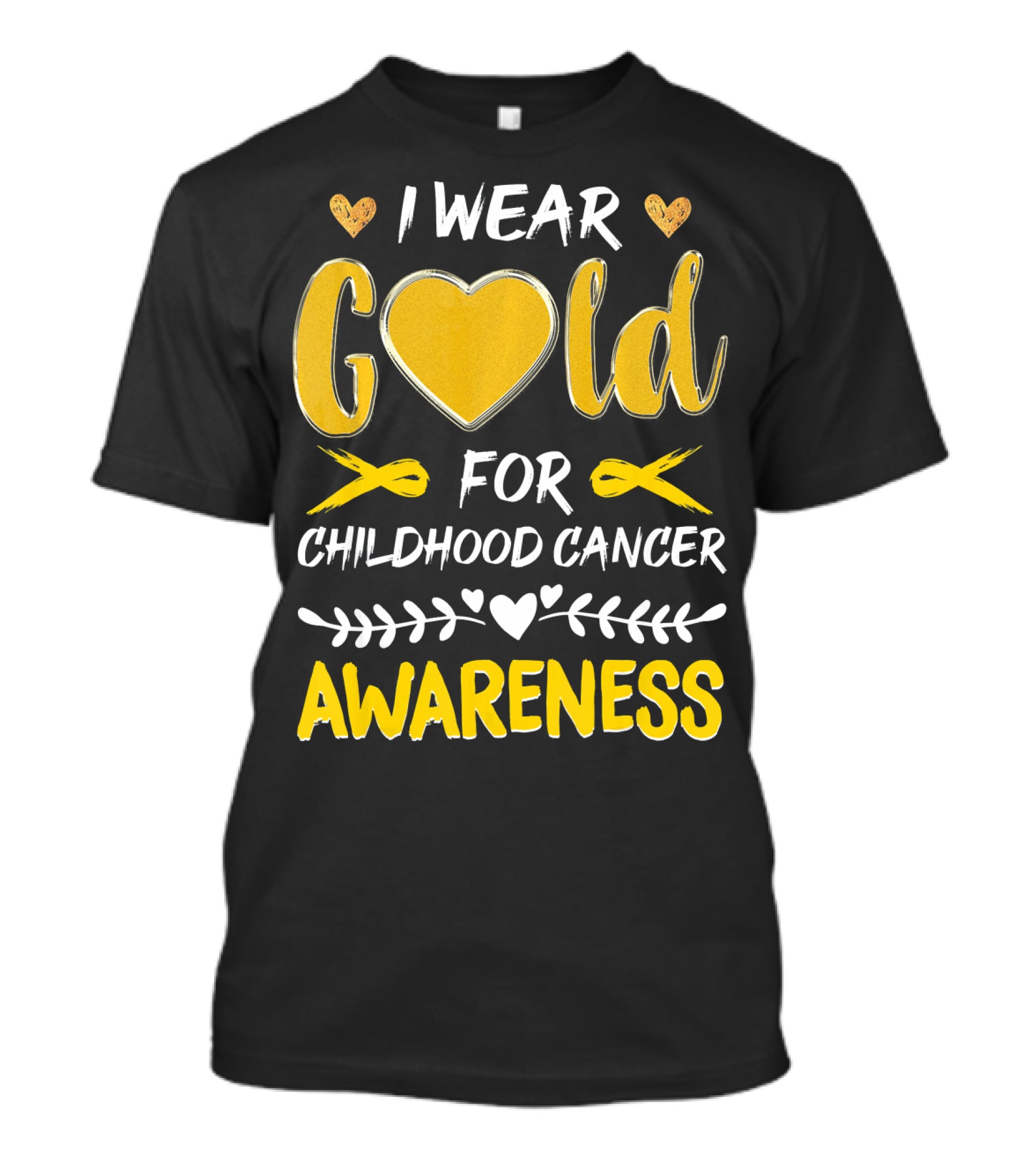 I Wear Gold Heart For Childhood Cancer Awareness T-Shirt
