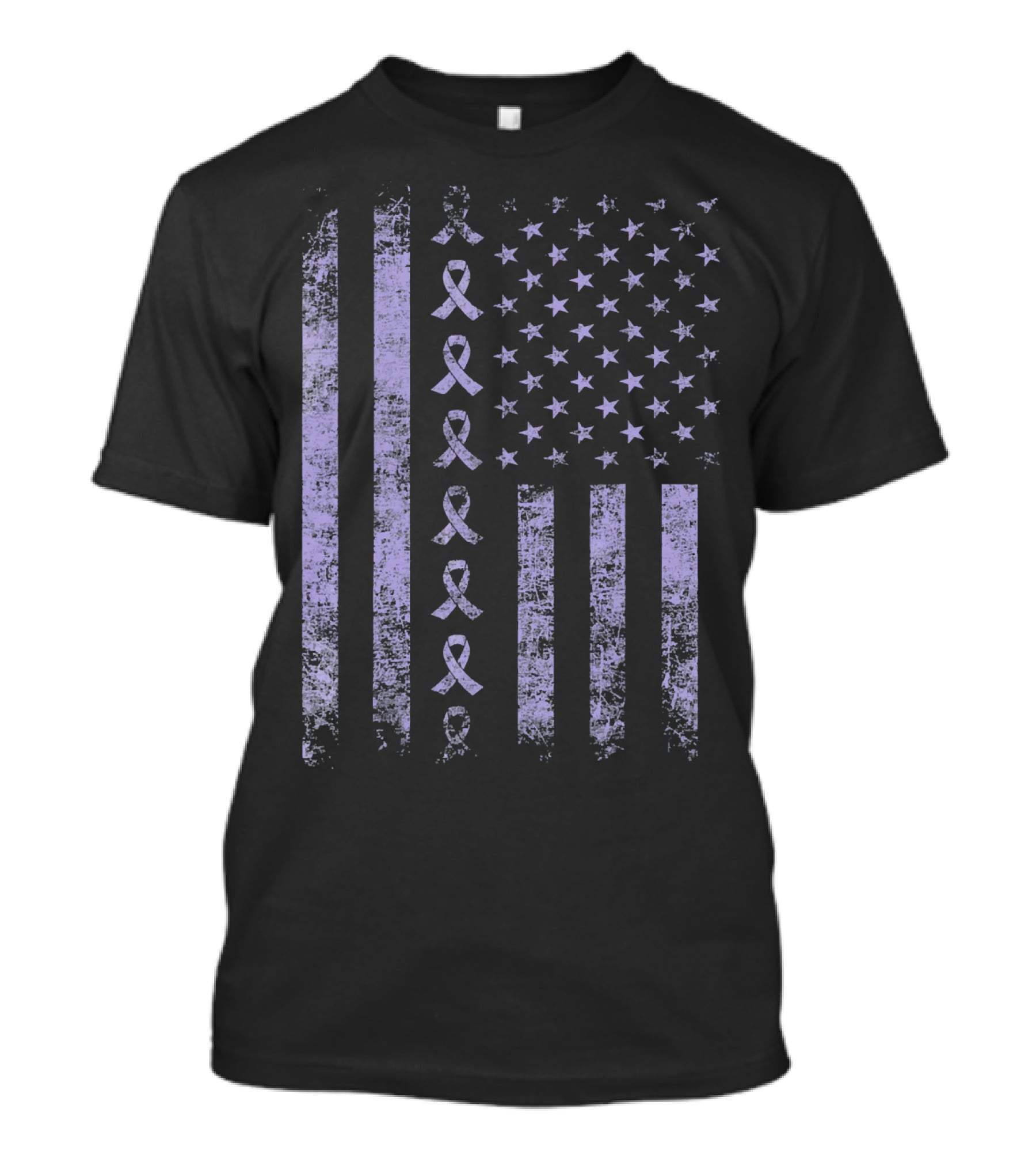Orchid Testicular Cancer Awareness Purple Ribbon US Flag T-Shirt