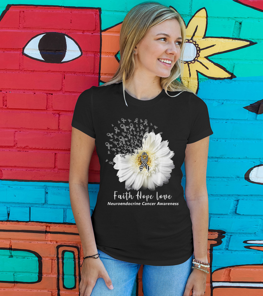 Faith Hope Love Neuroendocrine Cancer Awareness Daisy T-Shirt