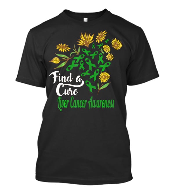 Find A Cure Liver Cancer Awareness Sunflower Ribbons T-Shirt