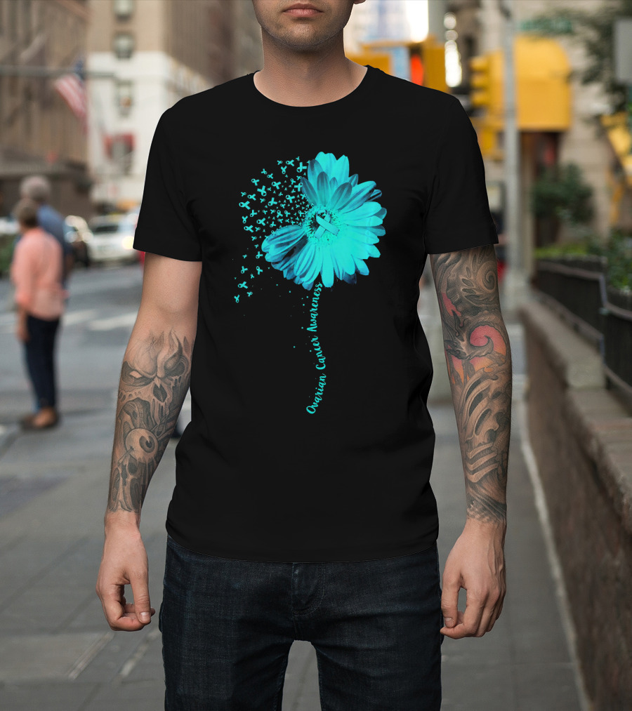 Ovarian Cancer Awareness Sunflower Ribbon Blossoms T-Shirt