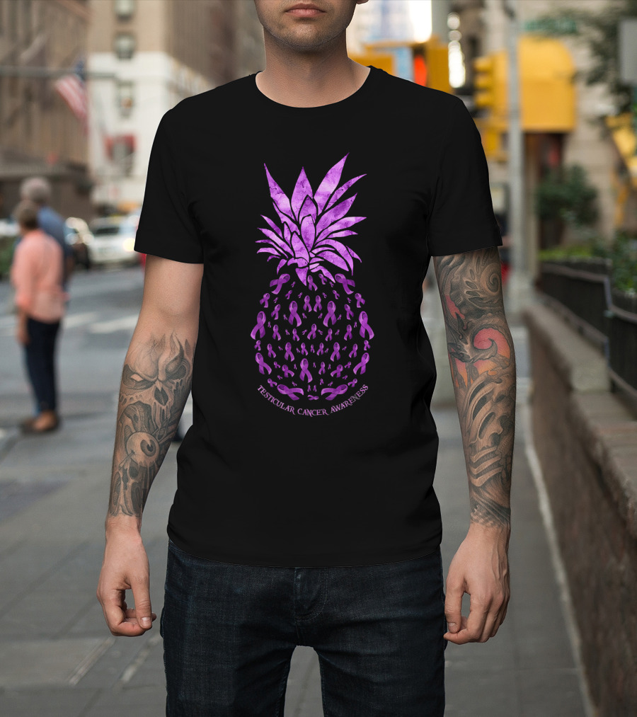 Pineapple with Purple Ribbons for Testicular Cancer Awareness T-Shirt