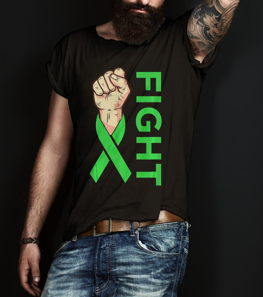 Fist Fight Bile Duct Cancer Green Ribbon Gallbladder T-Shirt