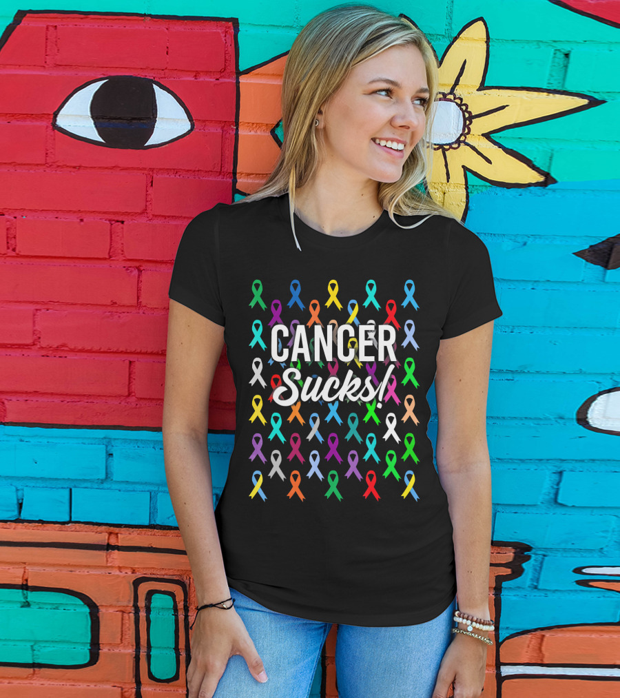 Cancer Sucks Survivor Warrior Ribbon Awareness T-Shirt