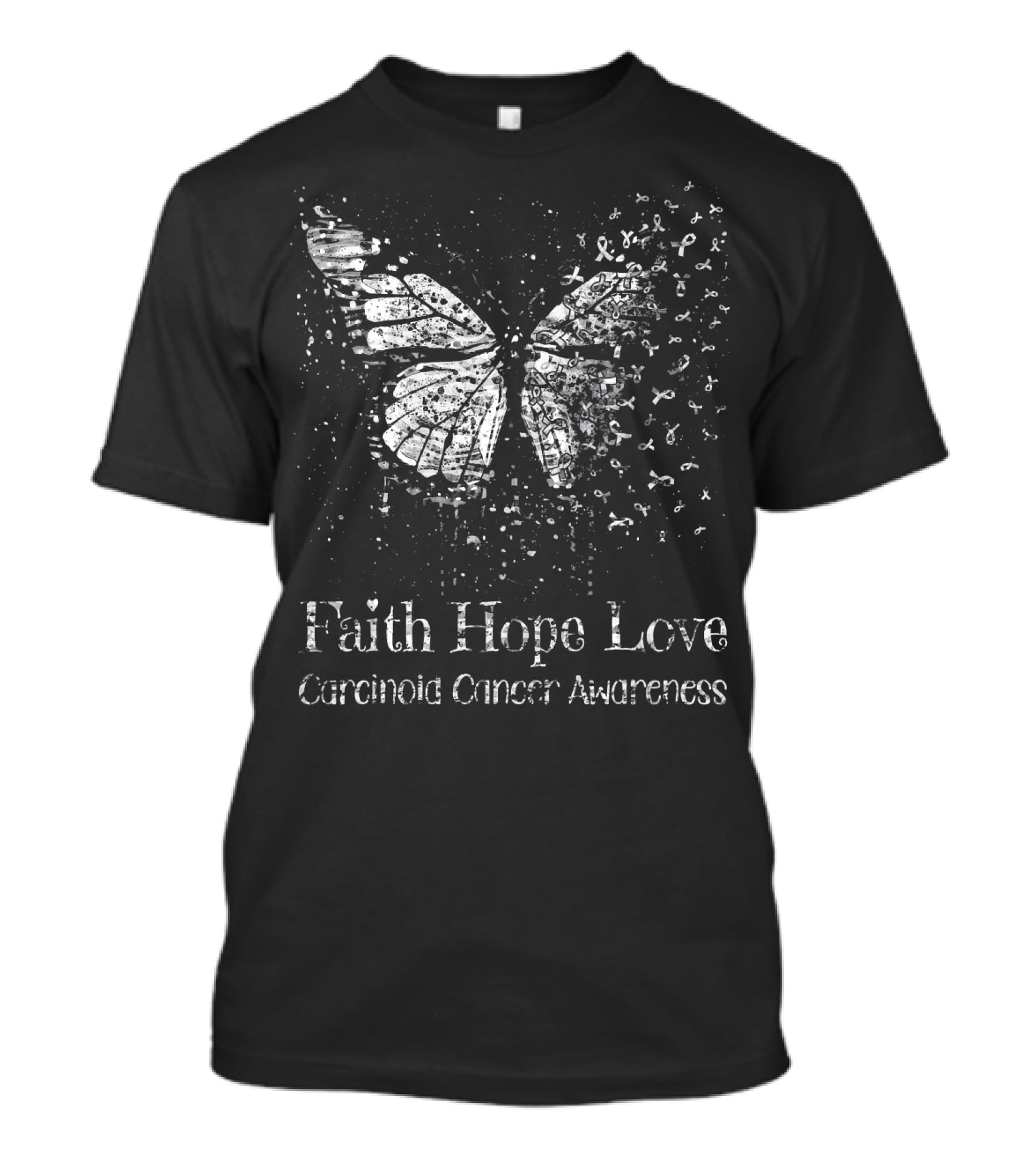 Faith Hope Love Carcinoid Cancer Awareness Butterfly T-Shirt