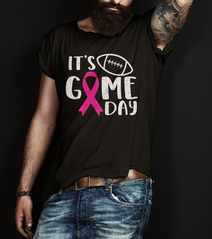 It's Game Day Breast Cancer Awareness Football Pink T-Shirt