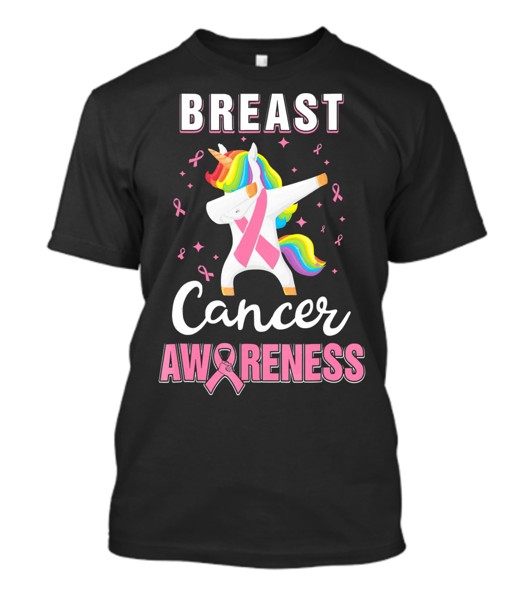 Breast Cancer Awareness Unicorn Dab With Pink T-Shirt