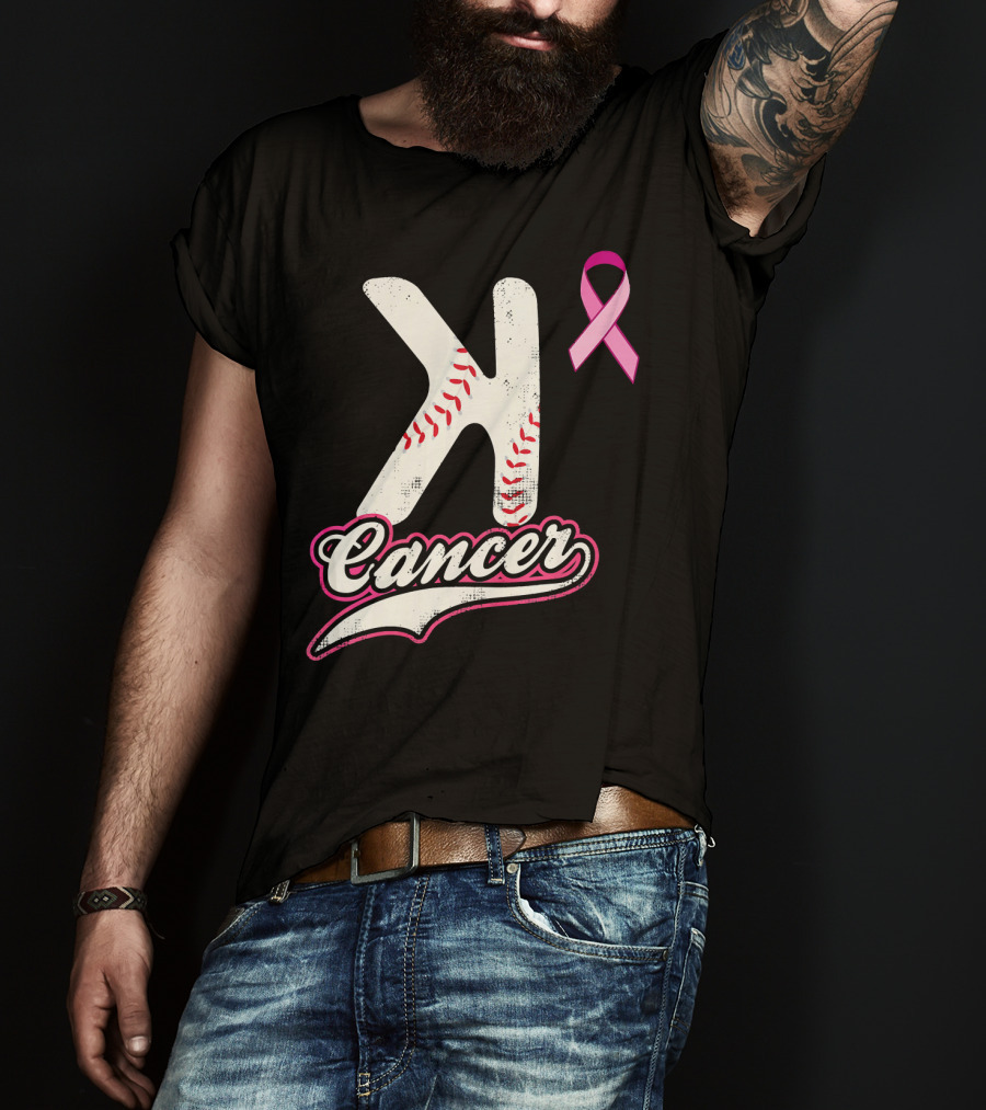 StriKe Out Cancer Baseball Pink Ribbon Support T-Shirt