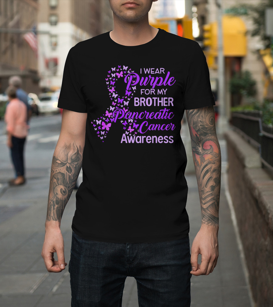 I Wear Purple For My Brother Pancreatic Cancer Awareness T-Shirt