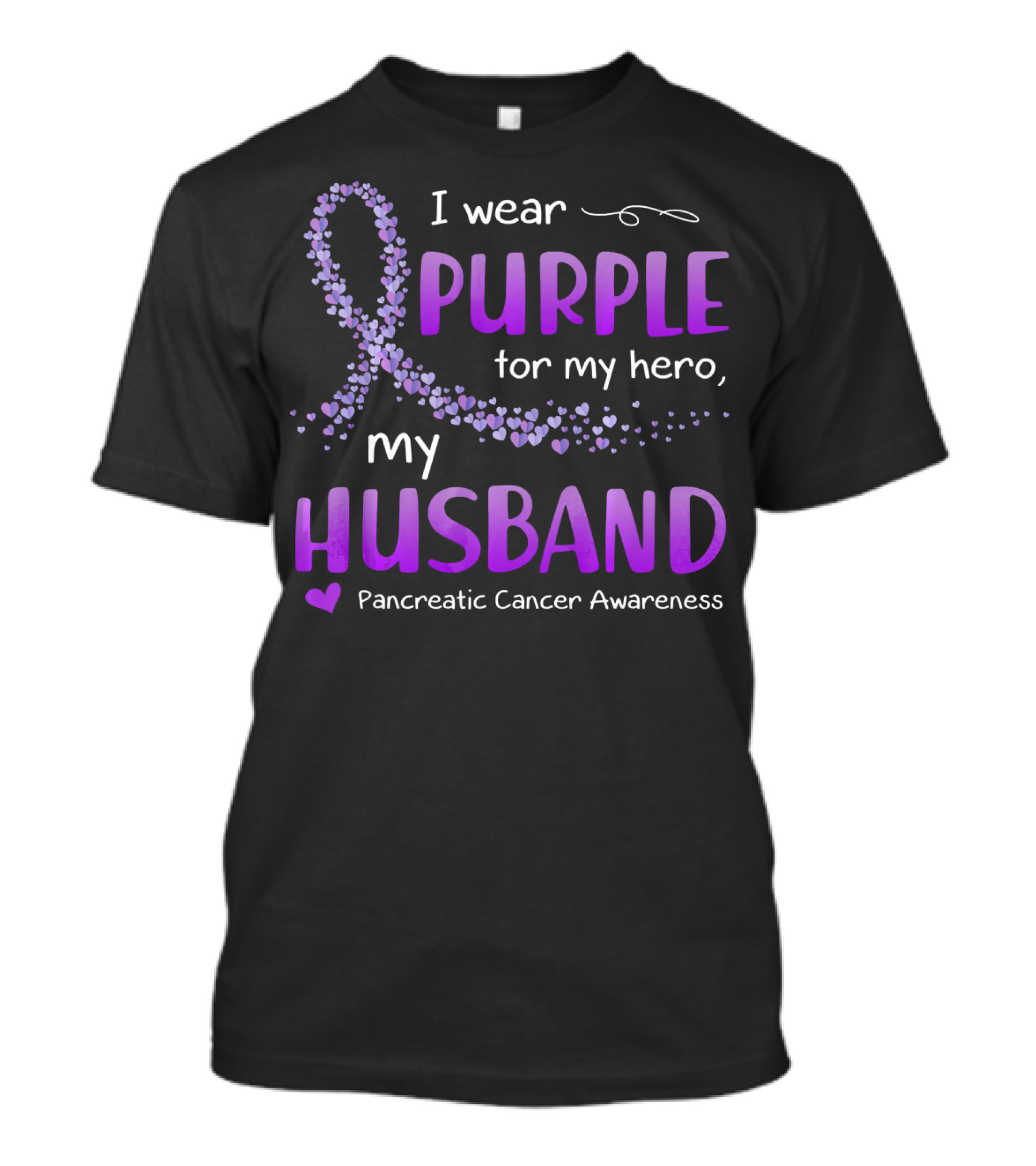 I Wear Purple For My Hero Husband Pancreatic Cancer Awareness T-Shirt