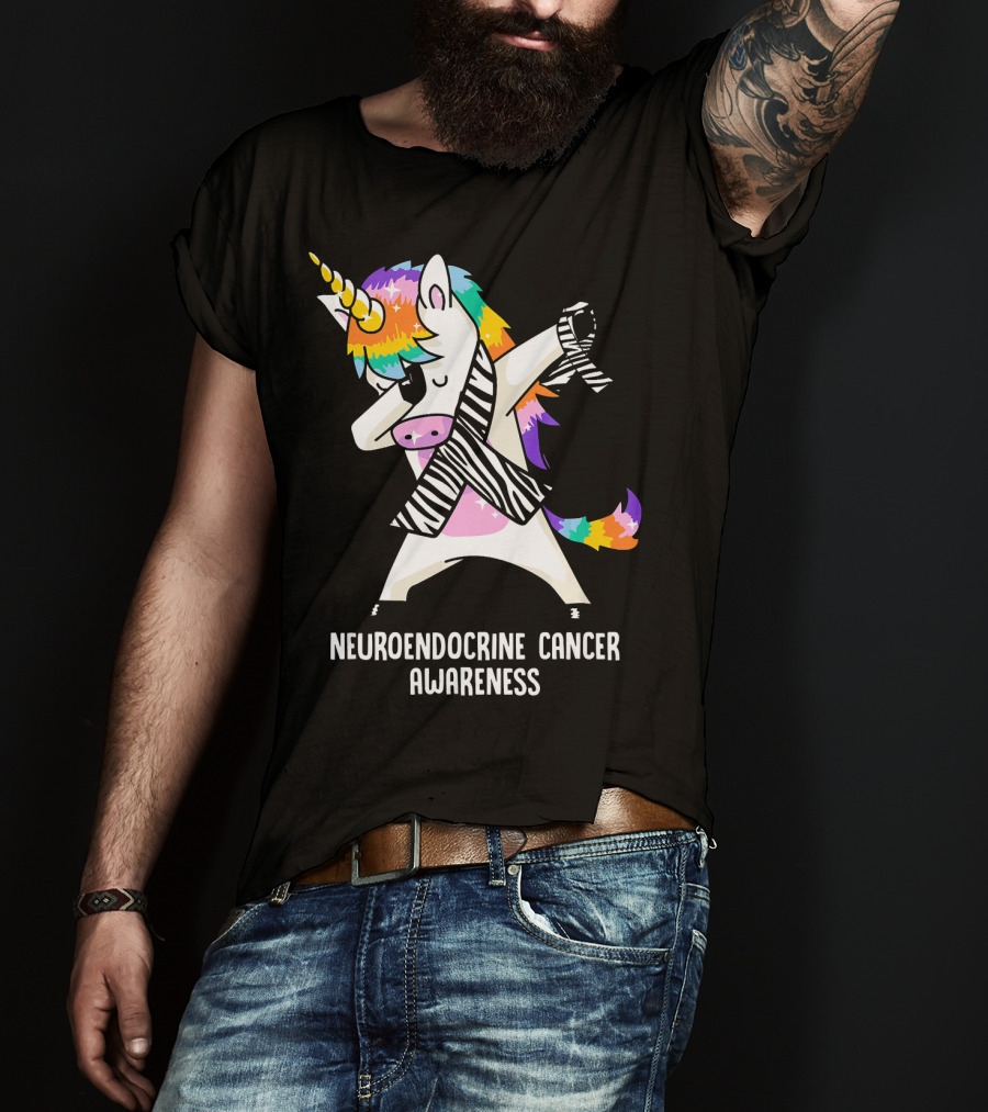 Neuroendocrine Cancer Awareness Dabbing Rainbow Unicorn T-Shirt