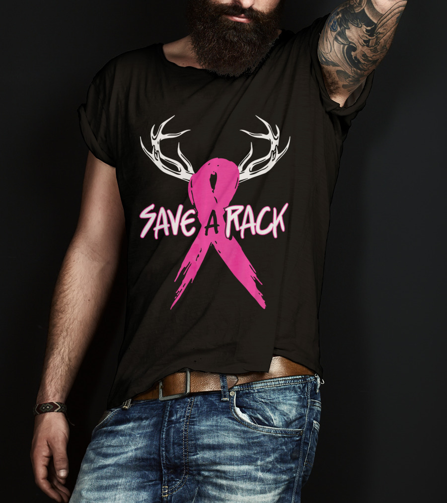 Save A Rack Breast Cancer Awareness Antlers Pink T-Shirt