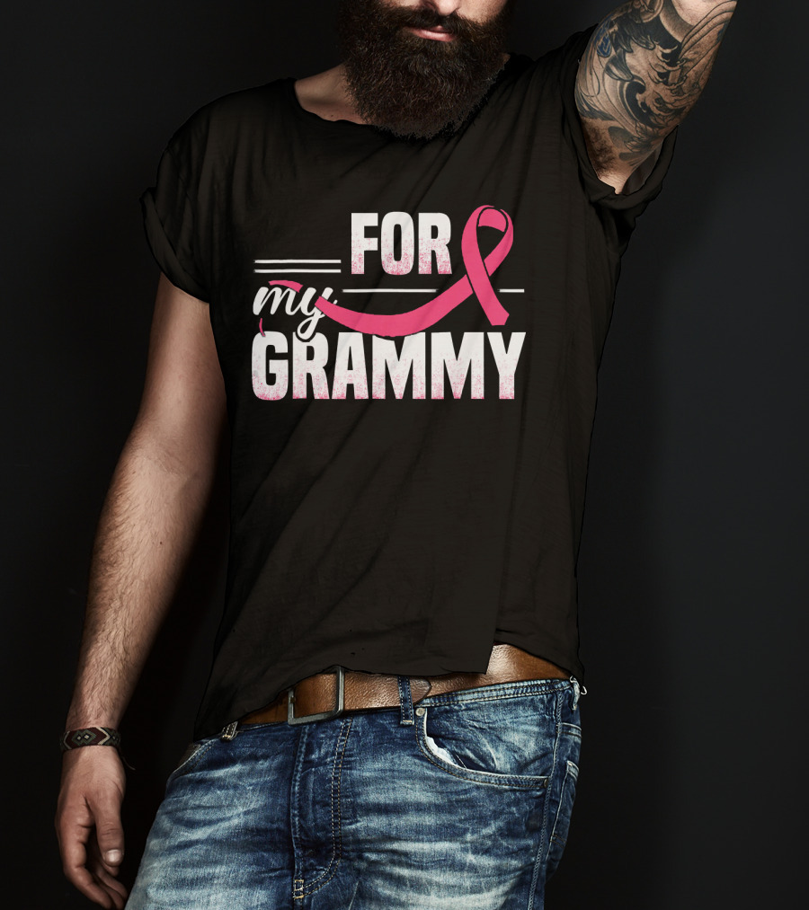 For My Grammy Pink Ribbon Breast Cancer Awareness T-Shirt
