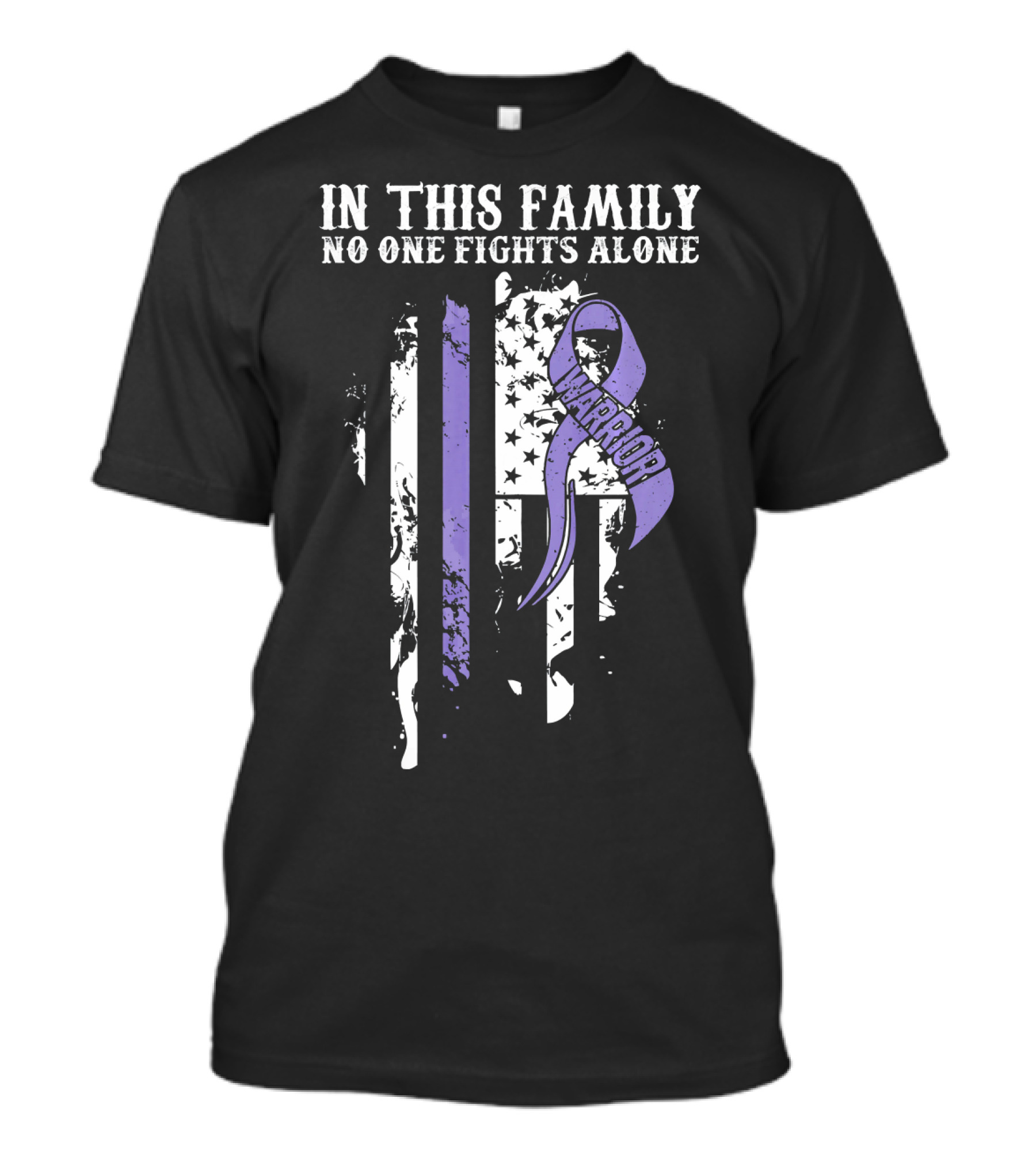 In This Family No One Fights Alone Hodgkins Lymphoma Cancer Awareness Warrior T-Shirt