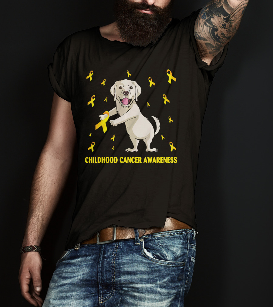 Childhood Cancer Awareness Flossing Labrador Gold T-Shirt