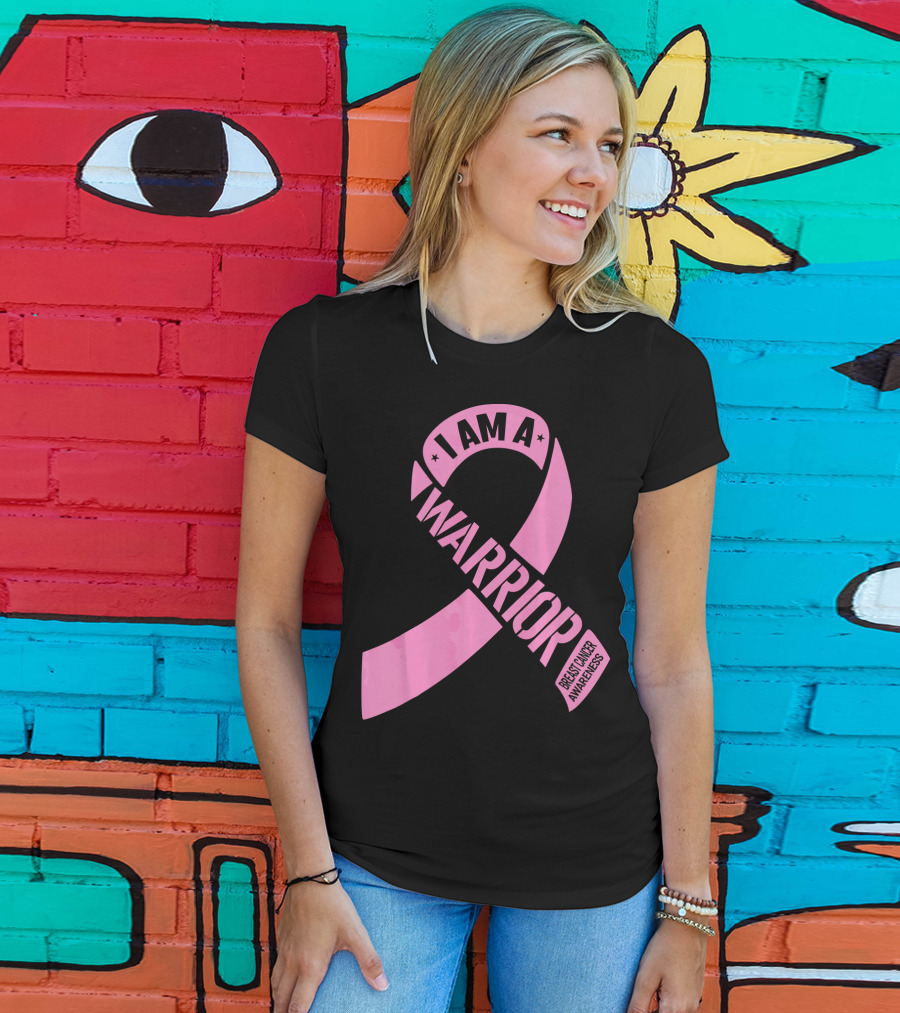 I Am A Warrior Pink Ribbon Breast Cancer Awareness T-Shirt