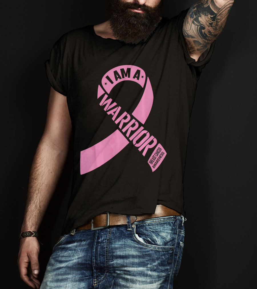 I Am A Warrior Pink Ribbon Breast Cancer Awareness T-Shirt