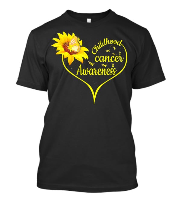 Childhood Cancer Awareness Flower Butterfly Gold T-Shirt