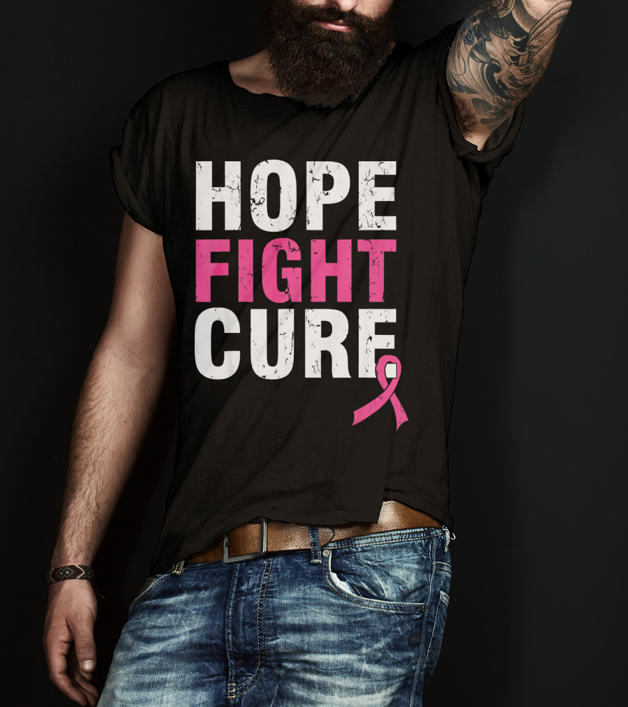 Hope Fight Cure Cancer Awareness Pink T-Shirt