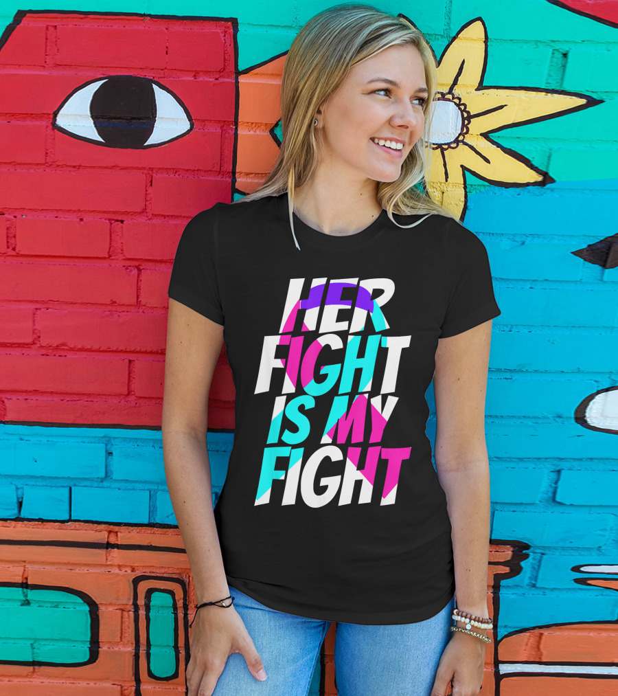 Her Fight Is My Fight Ribbon Thyroid Cancer Awareness T-Shirt