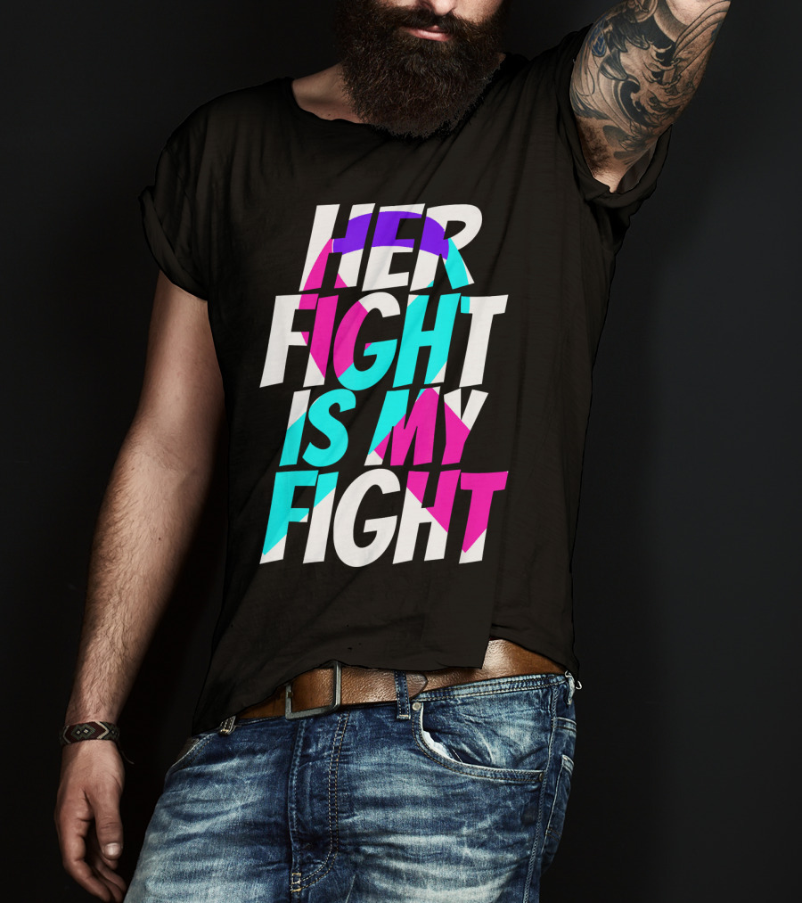 Her Fight Is My Fight Ribbon Thyroid Cancer Awareness T-Shirt