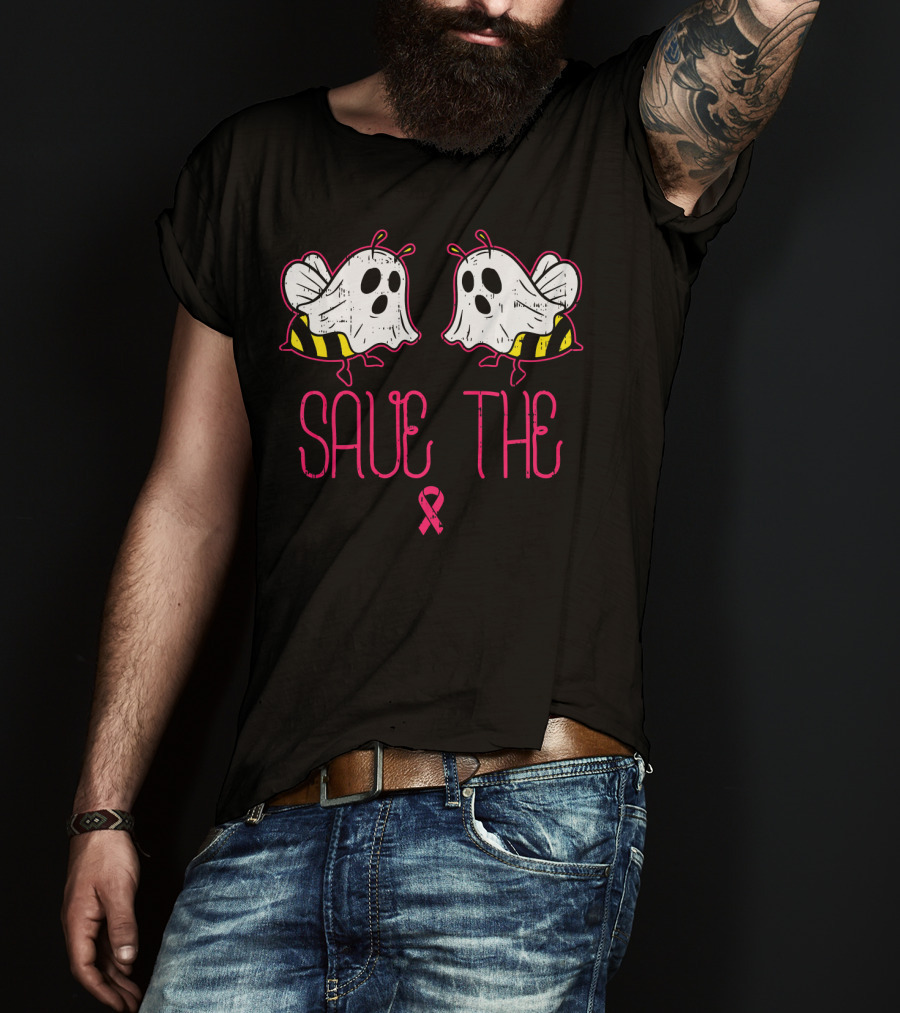 Save The Boo Bees Funny Halloween Breast Cancer Awareness T-Shirt