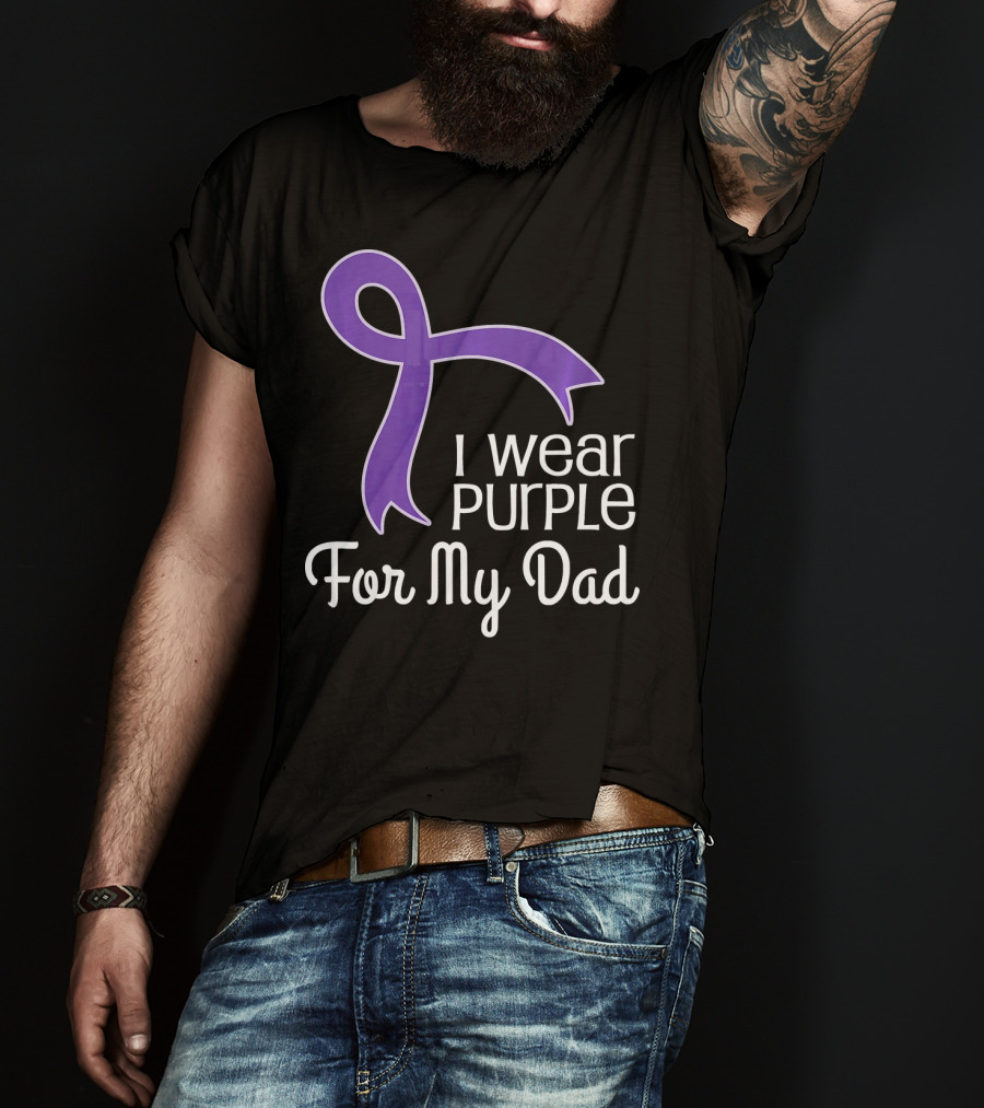 I Wear Purple Ribbon For My Dad Alzheimer's Lupus Pancrea T-Shirt