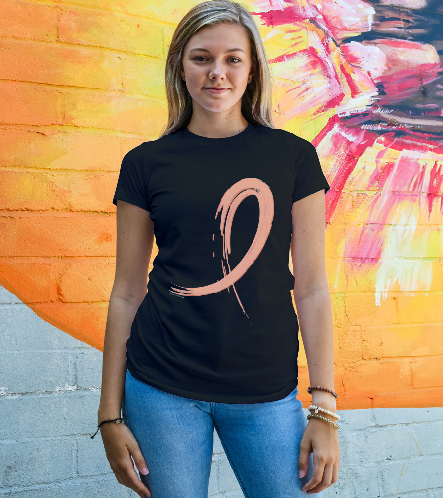 Endometrial Cancer Peach Ribbon Graffiti T-Shirt