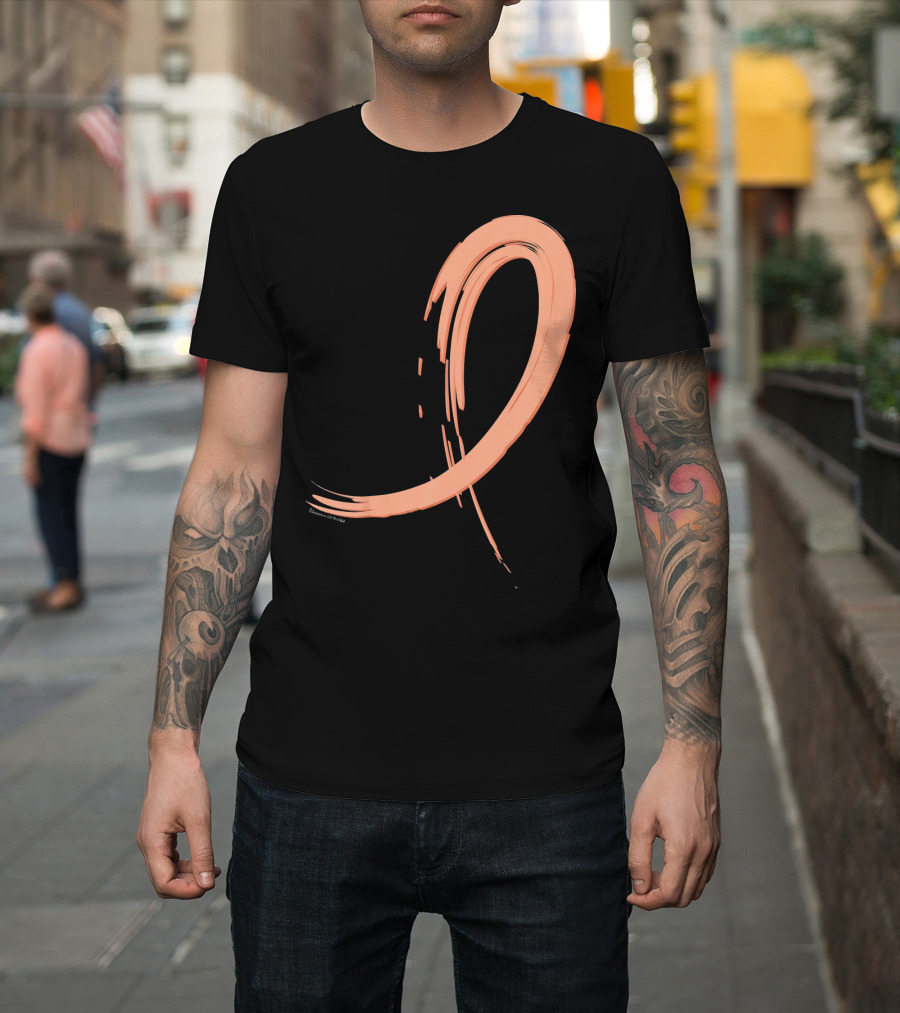 Endometrial Cancer Peach Ribbon Graffiti T-Shirt