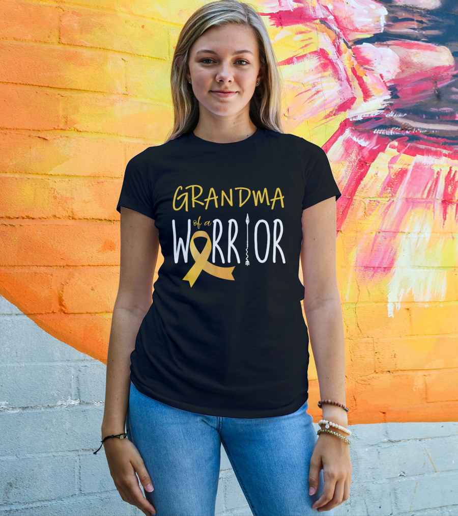 Grandma Of A Warrior Childhood Cancer Awareness T-Shirt