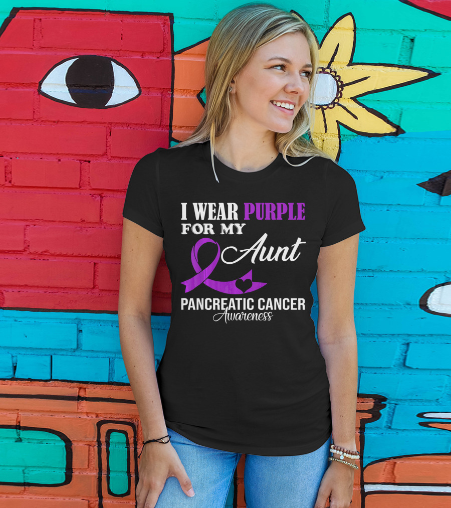 I Wear Purple For My Aunt Pancreatic Cancer Awareness T-Shirt
