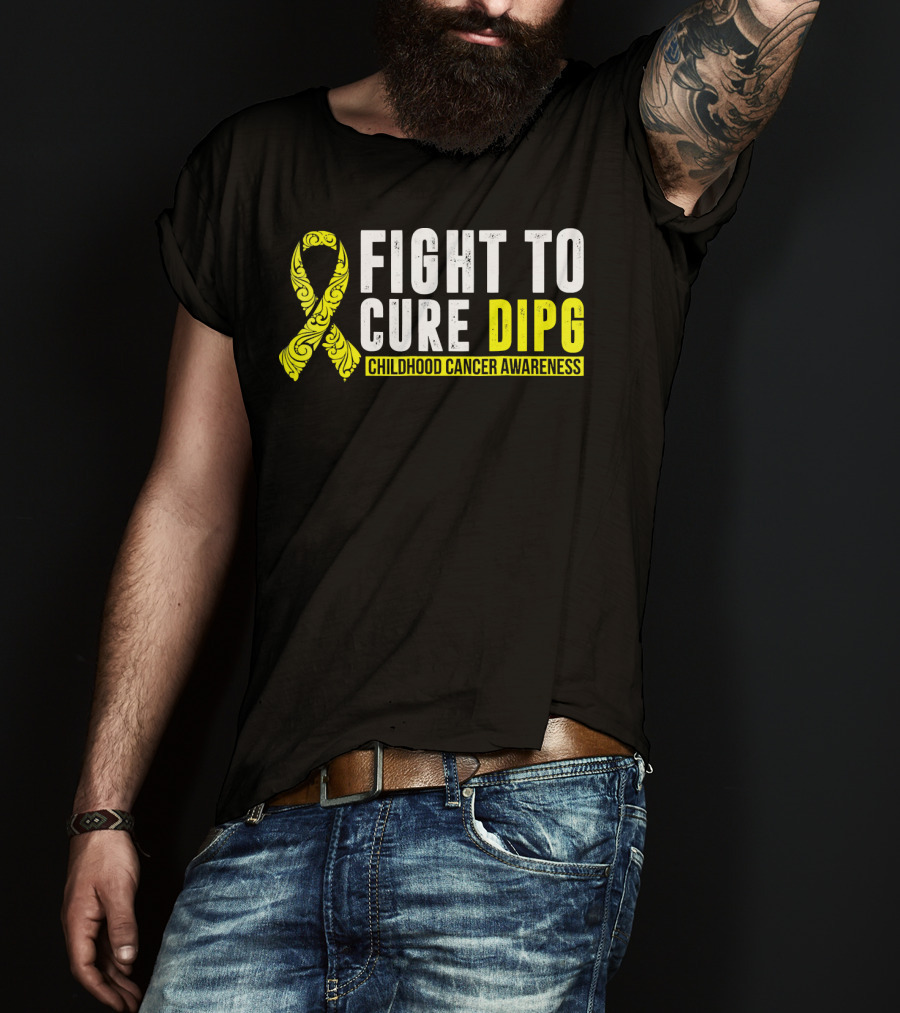 Fight To Cure DIPG Childhood Cancer Awareness Yellow T-Shirt