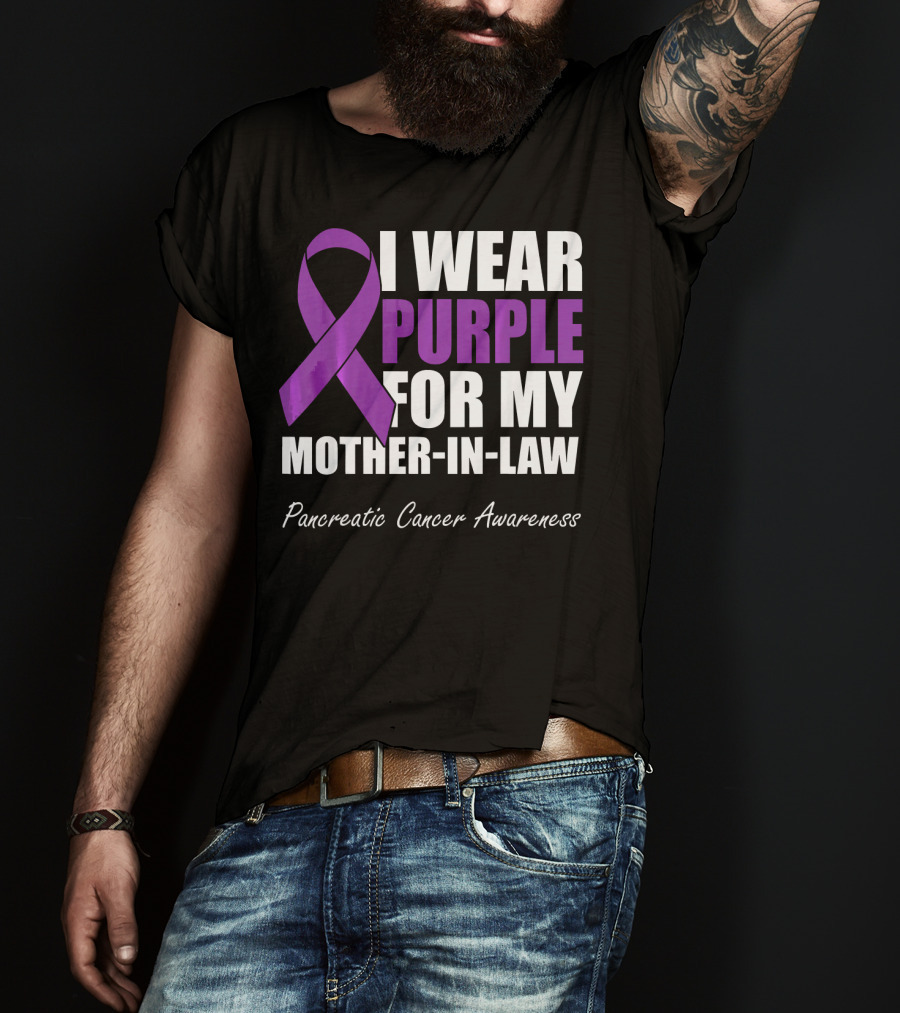 I Wear Purple For My Mother-In-Law Pancreatic Cancer Awareness T-Shirt