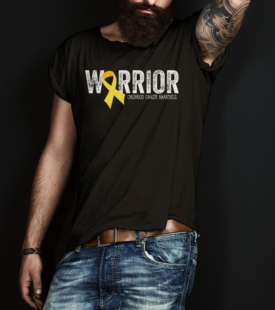 Warrior Yellow Ribbon Childhood Cancer Awareness T-Shirt