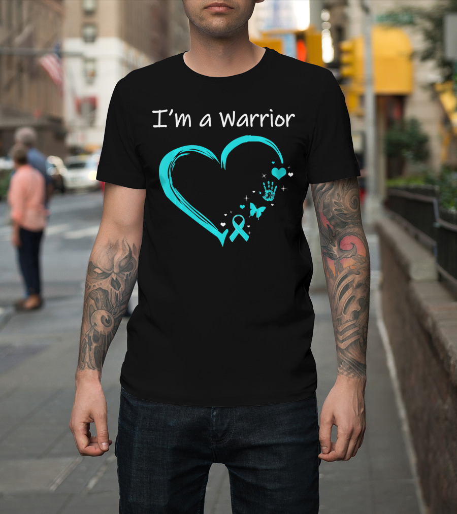 I'm A Warrior Ovarian Cancer Heart Awareness T-Shirt
