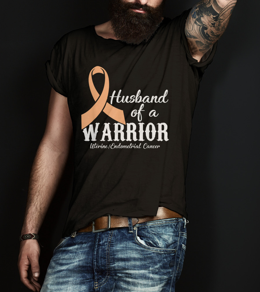 Husband Of A Warrior Uterine Endometrial Cancer T-Shirt