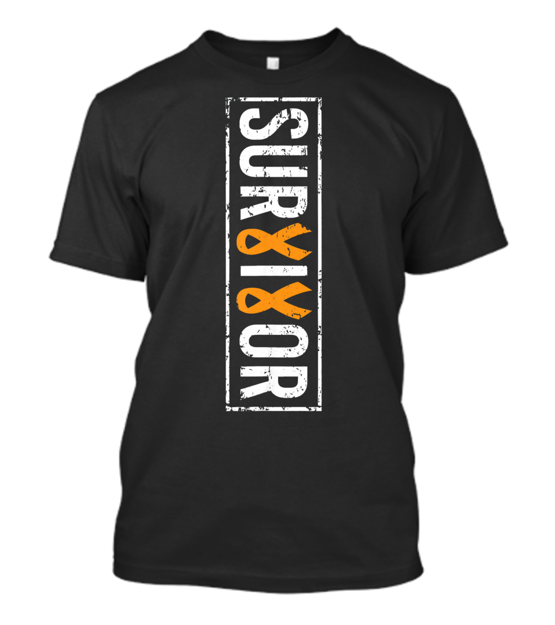 Leukemia Survivor Vertical Orange Ribbon Cancer T-Shirt