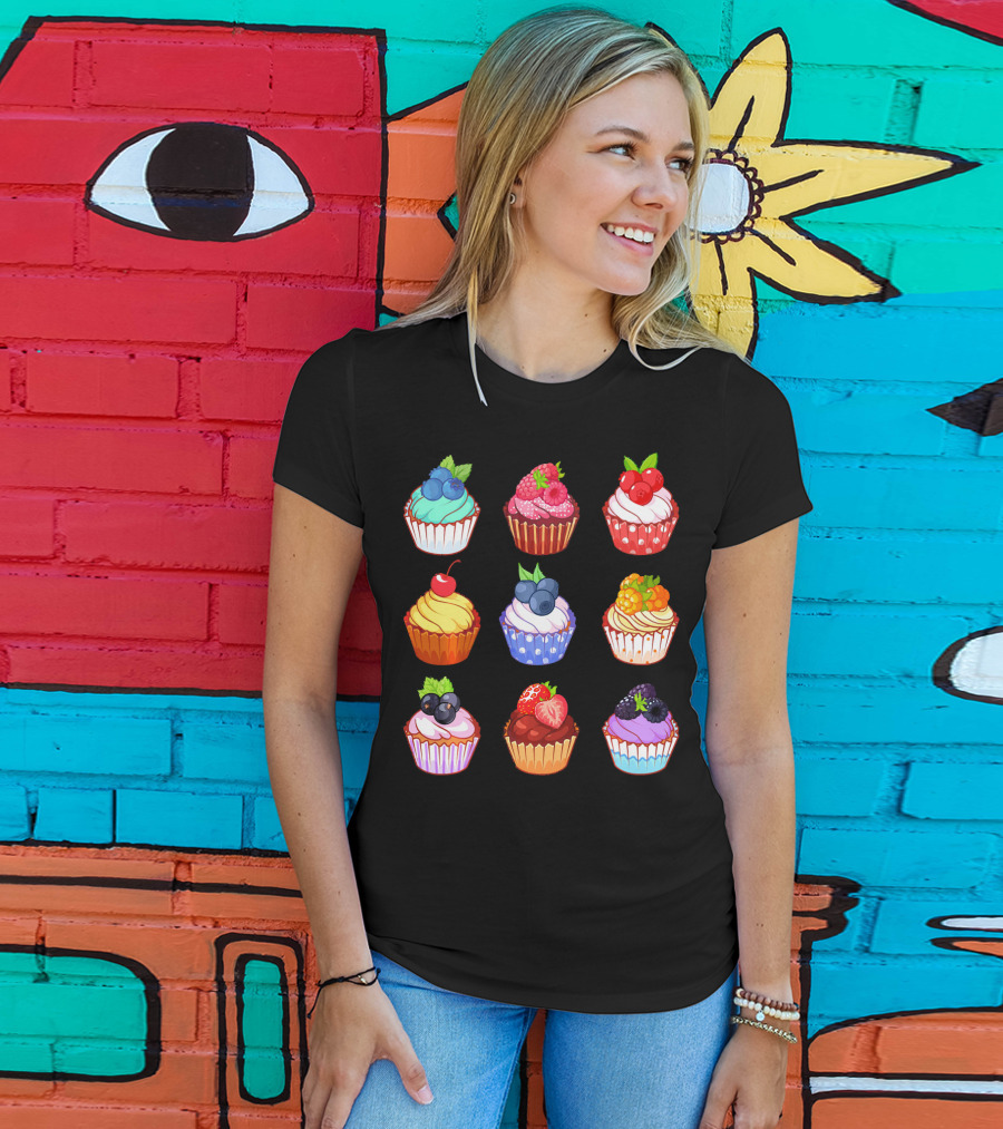 Yummy Cupcake Dessert Challenge Berry Toppings Collection T-Shirt