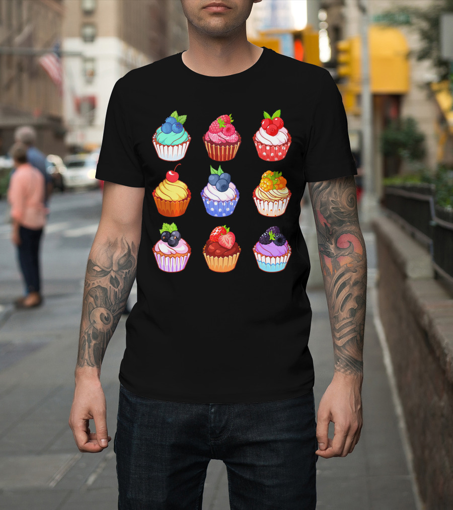 Yummy Cupcake Dessert Challenge Berry Toppings Collection T-Shirt