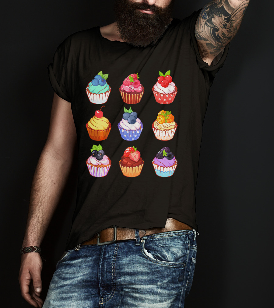 Yummy Cupcake Dessert Challenge Berry Toppings Collection T-Shirt