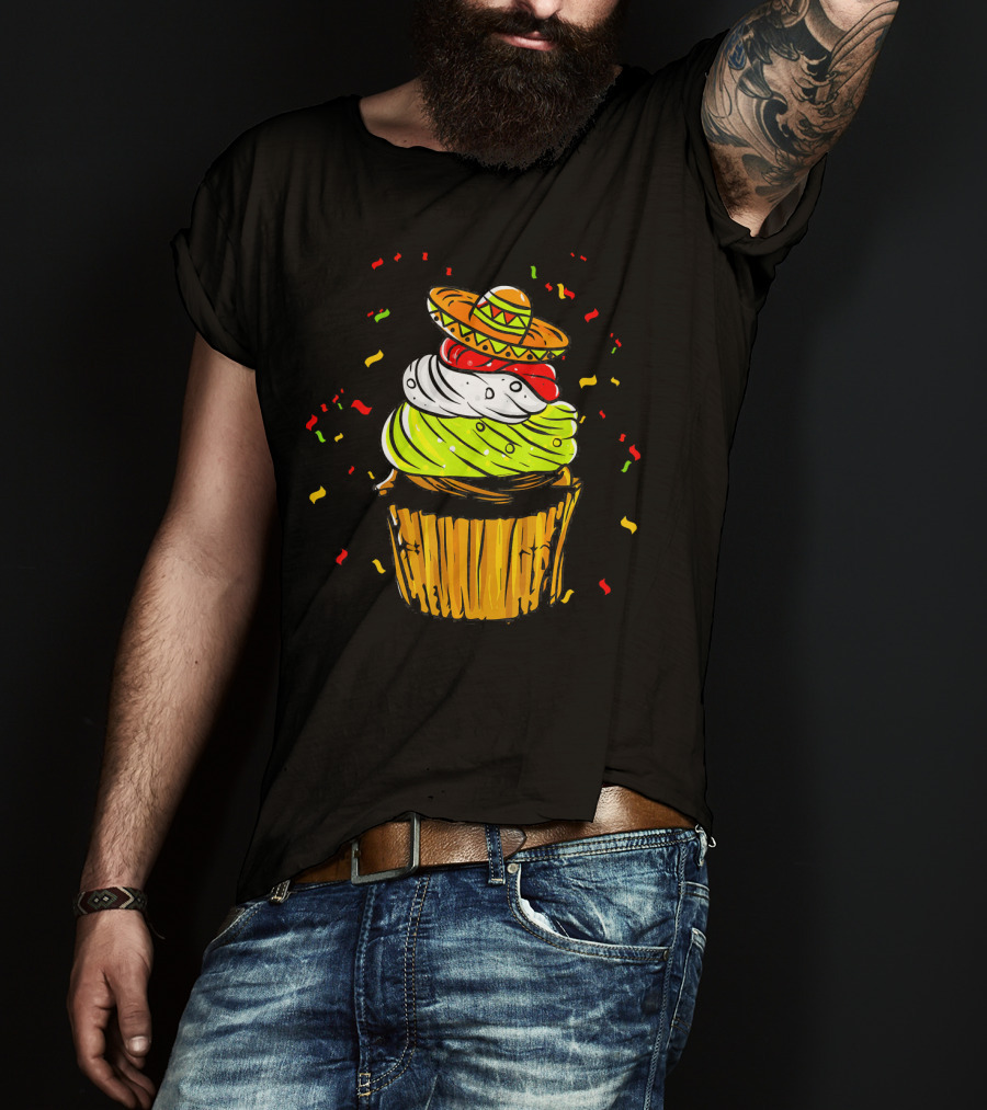 Cinco De Mayo Fiesta Cupcake With Sombrero And Confetti T-Shirt